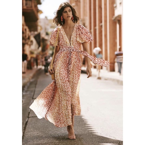 NWT ROCOCO SAND AVANA LEOPARD MAXI PLEATED DRESS - Picture 2 of 16